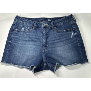Old Navy Jean Shorts Women's 12 Dark Wash High Rise OG Straight Secret Pocket